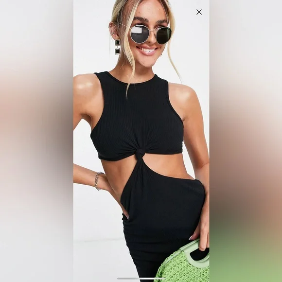 dress with rib cut out RIB CUT OUT MIDI DRESS
